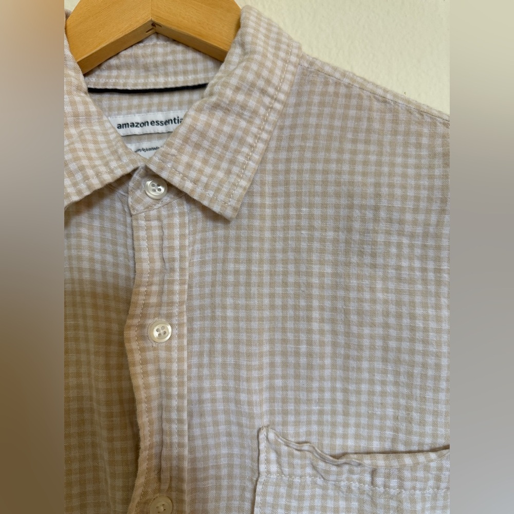 Amazon Essentials Beige Checkered Shirt - Picture 2 of 5